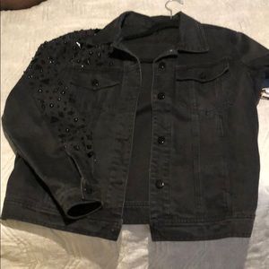 Black embellished jean jacket 👽
